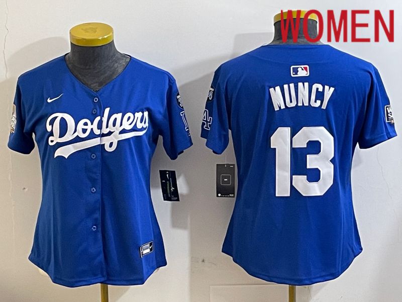 Women Los Angeles Dodgers 13 Muncy Blue Game 2024 Nike MLB Jersey style 11215
